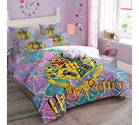 Shaari College of Magic Duvet Cover Set Soft Lightweight Microfiber 3 Piece Bedding Set with 2 Pillowcase Kids Quilt Cover Closure Double 200 x 200 cm