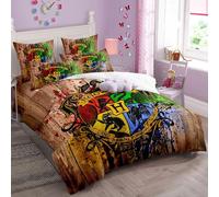 Shaari College of Magic Duvet Cover Set Soft Lightweight Microfiber 3 Piece Bedding Set with 2 Pillowcase Kids Quilt Cover Closure Double 200 x 200 cm