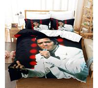 Shaari Elvis Presley Duvet Cover Set Single 135 x 200 cm Soft Lightweight Microfiber 3 Piece Bedding Set with 2 Pillowcase Kids Quilt Cover with Zipper Closure