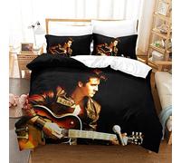 Shaari Elvis Presley Duvet Cover Set Single 135 x 200 cm Soft Lightweight Microfiber 3 Piece Bedding Set with 2 Pillowcase Kids Quilt Cover with Zipper Closure