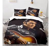 Shaari Elvis Presley Duvet Cover Set Soft Lightweight Microfiber 3 Piece Bedding Set with 2 Pillowcase Kids Quilt Cover with Zipper Closure Single 135 x 200 cm