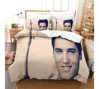 Shaari Elvis Presley Duvet Cover Set Soft Lightweight Microfiber 3 Piece Bedding Set with 2 Pillowcase Kids Quilt Cover with Zipper Closure Single 135 x 200 cm