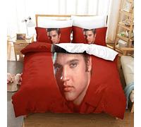 Shaari Elvis Presley Duvet Cover Set Soft Lightweight Microfiber 3 Piece Bedding Set with 2 Pillowcase Kids Quilt Cover with Zipper Closure Single 135 x 200 cm