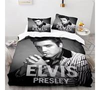 Shaari Elvis Presley Duvet Cover Set Soft Lightweight Microfiber 3 Piece Bedding Set with 2 Pillowcase Kids Quilt Cover with Zipper Closure Single 135 x 200 cm