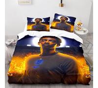 Shaari Jude Bellingham Duvet Cover Set Real Madrid Soft Lightweight Microfiber 3 Piece Bedding Set with 2 Pillowcase Kids Quilt Cover with Zipper Closure Single 135 x 200 cm