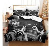 Shaari Oasis Band Duvet Cover Set Soft Lightweight Microfiber 3 Piece Bedding Set with 2 Pillowcase Kids Quilt Cover with Zipper Closure Single 135 x 200 cm