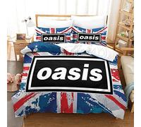 Shaari Oasis Band Duvet Cover Set Soft Lightweight Microfiber 3 Piece Bedding Set with 2 Pillowcase Kids Quilt Cover with Zipper Closure Double 200 x 200 cm