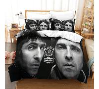 Shaari Oasis Band Duvet Cover Set Soft Lightweight Microfiber 3 Piece Bedding Set with 2 Pillowcase Kids Quilt Cover with Zipper Closure Single 135 x 200 cm