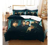 Shaari Oasis Band Duvet Cover Set Soft Lightweight Microfiber 3 Piece Bedding Set with 2 Pillowcase Kids Quilt Cover with Zipper Closure Single 135 x 200 cm