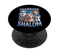 Shabbark Shalom Hanukkah Jewish Dog Menorah Shabbat PopSockets Adhesive PopGrip