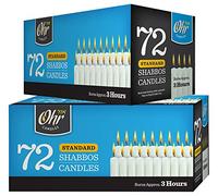 Shabbat Candles - Traditional Shabbos Candles - 3 Hour - 72 Count, 2 Pack (144 Count) - by Ohr