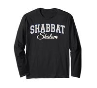 Shabbat Shalom Jewish Greeting Retro Blue Varisty Letters Long Sleeve T-Shirt