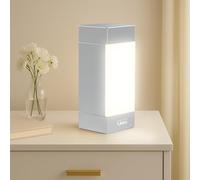 Shabbos Glow Square Shabbos Lamp - Elegant Silver | UL Approved, Kosher for Shabbos, Blackout Hood, Fireproof Plastic, 15W LED Included