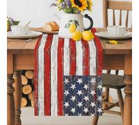 Shabby American Flag Independence Day Table Runner 72 Inches Long,Table Runners Kitchen Dining Tables Decoration for Home Party Decor, Farm Vintage Wood Grain Tables Runner Wedding Dresser Scarf