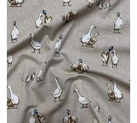 Shabby Animals Duck Design Cotton Rich Linen Look Fabric for Curtains Blinds Craft Quilting Patchwork & Upholster 140cm Wide - Sold by The Metre