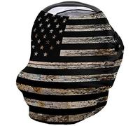 Shabby Chic American Flag on Wooden Grain Baby Nursing Cover for Breastfeeding, Breathable Stretchy Nursing Scarf Carseat Canopy for Boys or Girls Stroller Car Seat Covers Western Farm