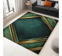 Shabby Chic Area Rug for Living Room - Luxury Geometric Print Washable Machine Rug, Olive Green Soft Short Pile Carpet for Bedroom Kitchen Stain Resistant Home Decor Office 140 x 200 cm