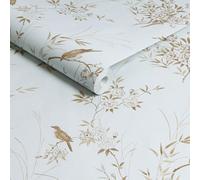 Shabby Chic By Rachel Ashwell Bird Chinoiserie Blue Gold Floral Wallpaper