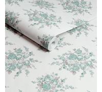 Shabby Chic By Rachel Ashwell Rose Blossom Teal Damask Wallpaper