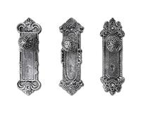 Shabby Chic Cast Iron Decorative Wall Mounted Hooks - Silver/Black - Door Knob Coat Hooks - Set of 3 - Screws and Anchors Included - Antique Wall Hooks for Hanging Clothes