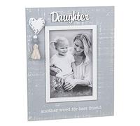Shabby Chic Cool Grey and White Heart and Tassel Frame 4 x 6 - Daughter
