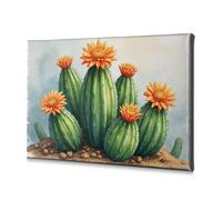 Shabby Chic Decor A Group Of Blooming Cacti In Vibrant Orange Flowers. Canvas Decorative Picture Home Decor Wall Bathroom Wall Decor(40x60cm)