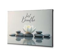 Shabby Chic Decor Mindfulness Lotus: Just Breathe Serenity Canvas Decorative Picture Home Wall Decor Christian Easter Decor(30x40cm)