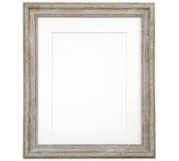 Shabby Chic Distressed Wood Picture Photo Frame with White Mount and Backing Board 14 x 11 For Image size 10 x 8 inch