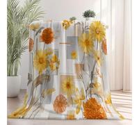 Shabby Chic Elegant Floral Throw Blanket - Soft Warm Cozy Fleece Blanket for Girls Boys Women, Yellow Plush Flannel Blankets for Couch Sofa Bed 220 x 240cm Suitable for All Seasons