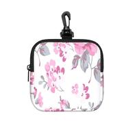 Shabby Chic Floral Pink Pattern Pale Roses White, Square Zipper Storage Bag, Neoprene Coin Purse, Small Wallets, Change Pouch, Change Purse