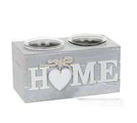 Shabby Chic Grey Provence Heart Double Tealight Holder Home