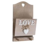 Shabby Chic Natural Wood Letter Rack with White Lettering - 26.5 cm - HOME OR LOVE Design (LOVE)