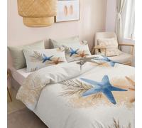 Shabby Chic Pattern Duvet Cover 120 x 150 cm Bedding Set Ocean Coral Starfish, Luxury Breathable Comforter Cover Cot-bed Duvet for Kids Man Woman - Soft Lightweight Bedding