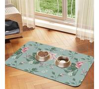 Shabby Chic Pink Rose French Floral Vintage,Waterproof Pet Feeding Mat,Cat Dog Placemats for Food and Water, PU Leather Food Mats,40x60cm