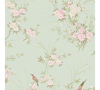 Shabby Chic Rachel Ashwell Bird Chinoiserie Wallpaper | Green
