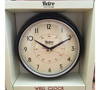 SHABBY CHIC RETRO STYLE KITCHEN WALL CLOCK BLACK
