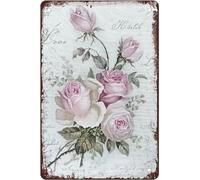 Shabby Chic Rose Bathroom Decor Floral Bouquet Farmhouse Metal Tin Sign Spring Flowers Wall Decor Funny Decoration For Home Kitchen Bar Garage Vintage Retro Poster Plaque Tin Signs 12x16 Inch