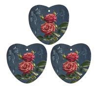 Shabby Chic Roses Car Air Freshener, 3 Pcs Love form Hanging Air Freshener Cards, Long Lasting Fragrance Scented Cards for Car, Home, Office Gray-style