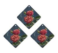 Shabby Chic Roses Car Air Freshener, 3 Pcs Rhombus Hanging Air Freshener Cards, Long Lasting Fragrance Scented Cards for Car, Home, Office White-style