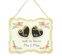 Shabby Chic Rustic Floral Rose Wedding Countdown Plaque Hanging Sign