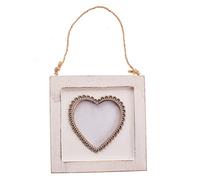 Shabby Chic Rustic White Square Heart Wooden Hanging Photo Frame 11x11cm