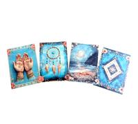 Shabby Chic Vintage Romance Postcards Set - Cottagecore Boho Art Prints, Antique Aesthetic Cards for Journaling, Scrapbooking, Wall Décor & Gifts (Blue Boho Travel Adventure Set 5)