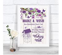Shabby Chic Vintage Wood Effect Wishing Well Message Personalised Wedding Sign Print