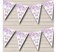 Shabby Chic Vintage Wood Lilac Personalised Christening Bunting Party Banner Decoration Garland