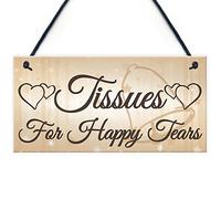 Shabby & Chic Wedding Sign Present Tissues Happy Tears Plaque Bride Groom Gift Favour Wedding Registry Gift List