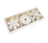 Shabby Chic Wooden Snowflakes Gold Patterned Christmas Tree Decorations Box of 24 by Heaven Sends
