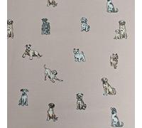 Shabby Dogs Design Cotton Rich Linen Look Fabric for Curtains Blinds Craft Quilting Patchwork & Upholstery 55" 140cm Wide - Sold by The Half Metre (Pink)