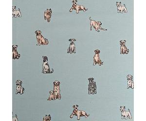 Shabby Dogs Design Cotton Rich Linen Look Fabric for Curtains Blinds Craft Quilting Patchwork & Upholstery 55" 140cm Wide - Sold by The Half Metre (Duck Egg)