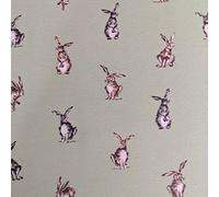 Shabby Hares Design Cotton Rich Linen Look Fabric for Curtains Blinds Craft Quilting Patchwork & Upholstery 55" 140cm Wide - Sold by The Half Metre (Green)