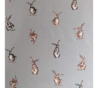 Shabby Hares Design Cotton Rich Linen Look Fabric for Curtains Blinds Craft Quilting Patchwork & Upholstery 55" 140cm Wide - Sold by The Half Metre (Grey)